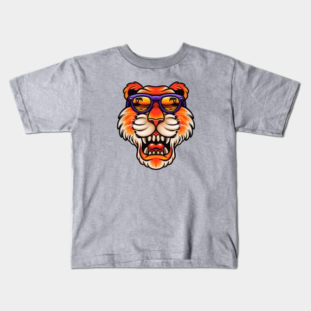 Cool Tiger with Summer Vibes Kids T-Shirt by SLAG_Creative